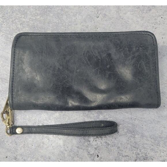 Sseko Leather Wristlet Clip And Strap In Blsck 6.5” Gold Tone Hardware - Picture 2 of 5